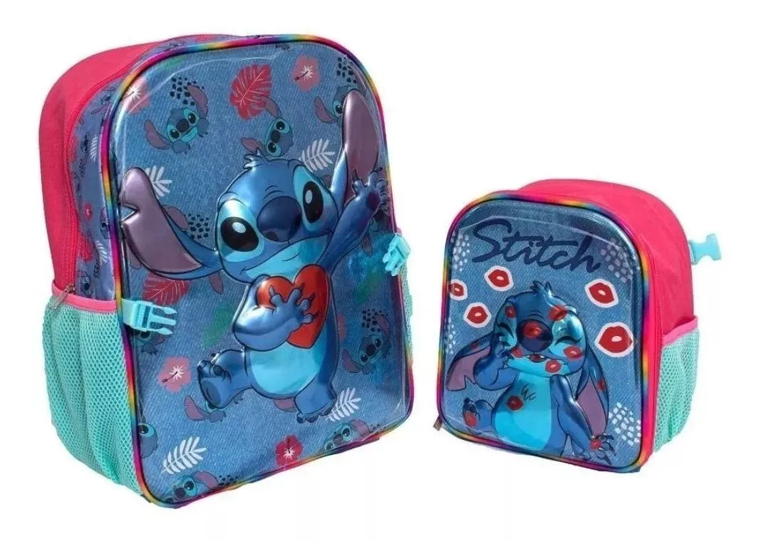 Duo Mochila Y Lonchera De Stich En 3era Dimensión Marca Ruz