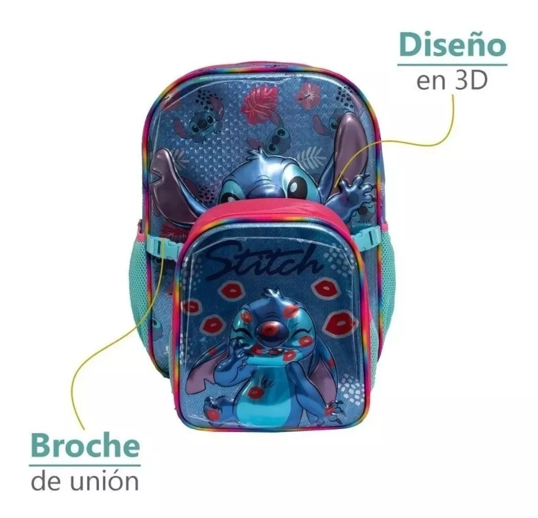 Duo Mochila Y Lonchera De Stich En 3era Dimensión Marca Ruz
