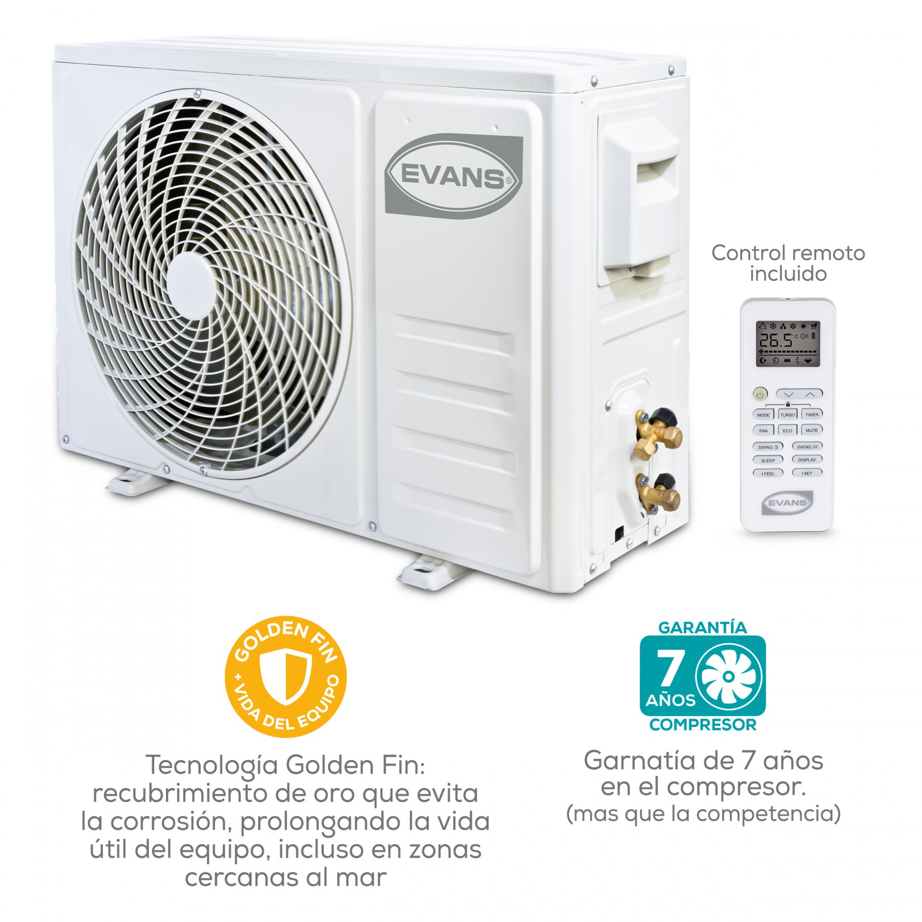  Aire acondicionado frío/calor minisplit inverter 1Ton. (12,000 BTU) con control wifi 220V