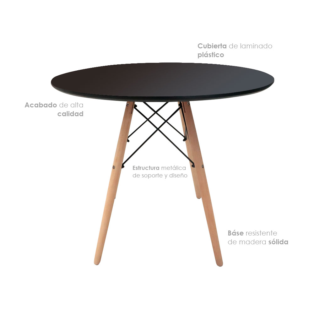 Mesa de Comedor Redonda para 4 Personas desayunador Oslo 80 cm de diametro