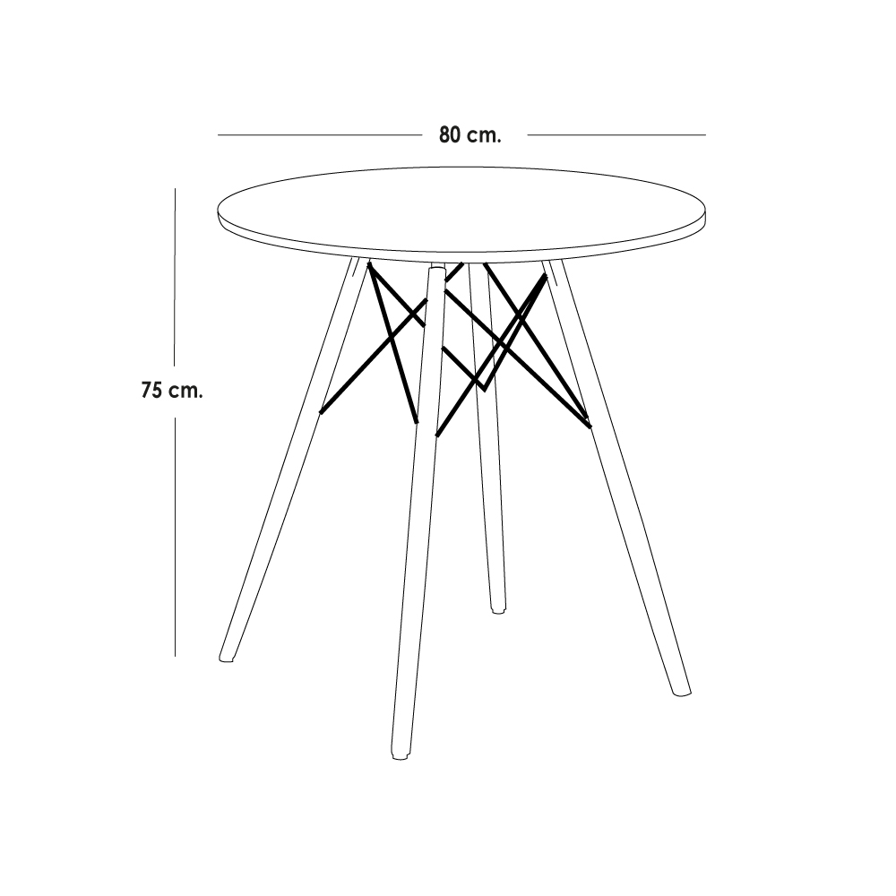 Mesa de Comedor Redonda para 4 Personas desayunador Oslo 80 cm de diametro