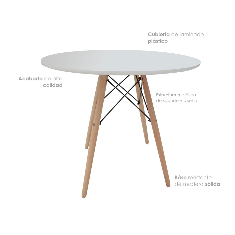 Mesa de Comedor Redonda para 4 Personas desayunador Oslo 80 cm de diametro