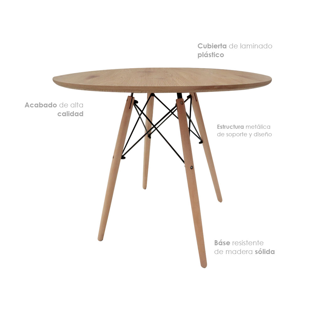 Mesa de Comedor Redonda para 4 Personas desayunador Oslo 80 cm de diametro