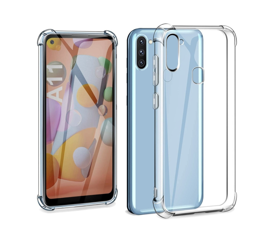 Funda Acrigel Transparente con Esquinas Reforzadas más Mica de Cristal Gratis para Samsung A11