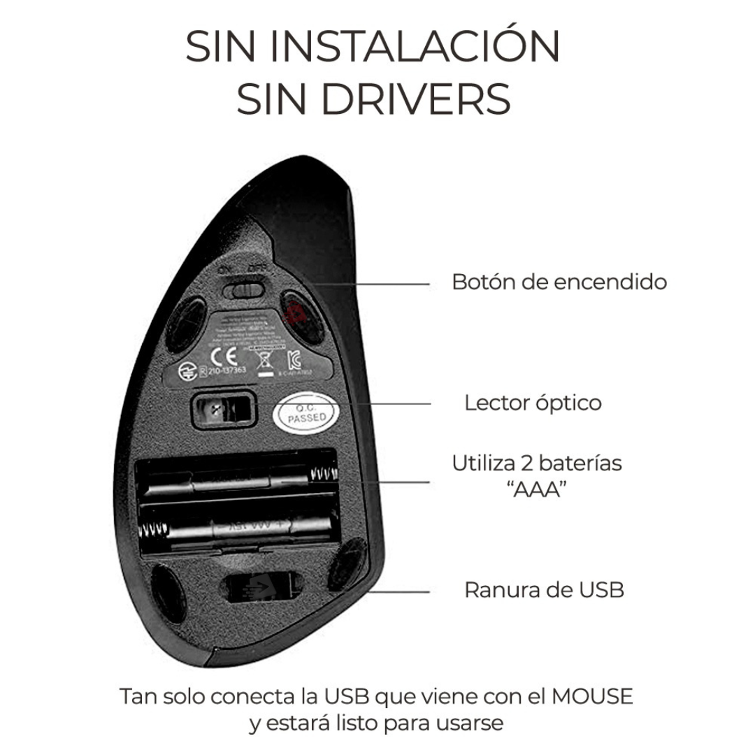 Mouse Vertical Ergonómico Bluetooth