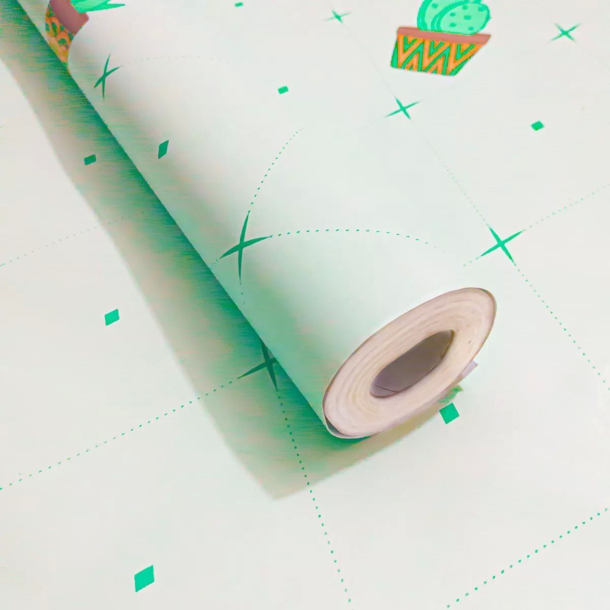 Papel Tapiz Adherible Cactus Verde Infantil 10m X 45cm Tp65