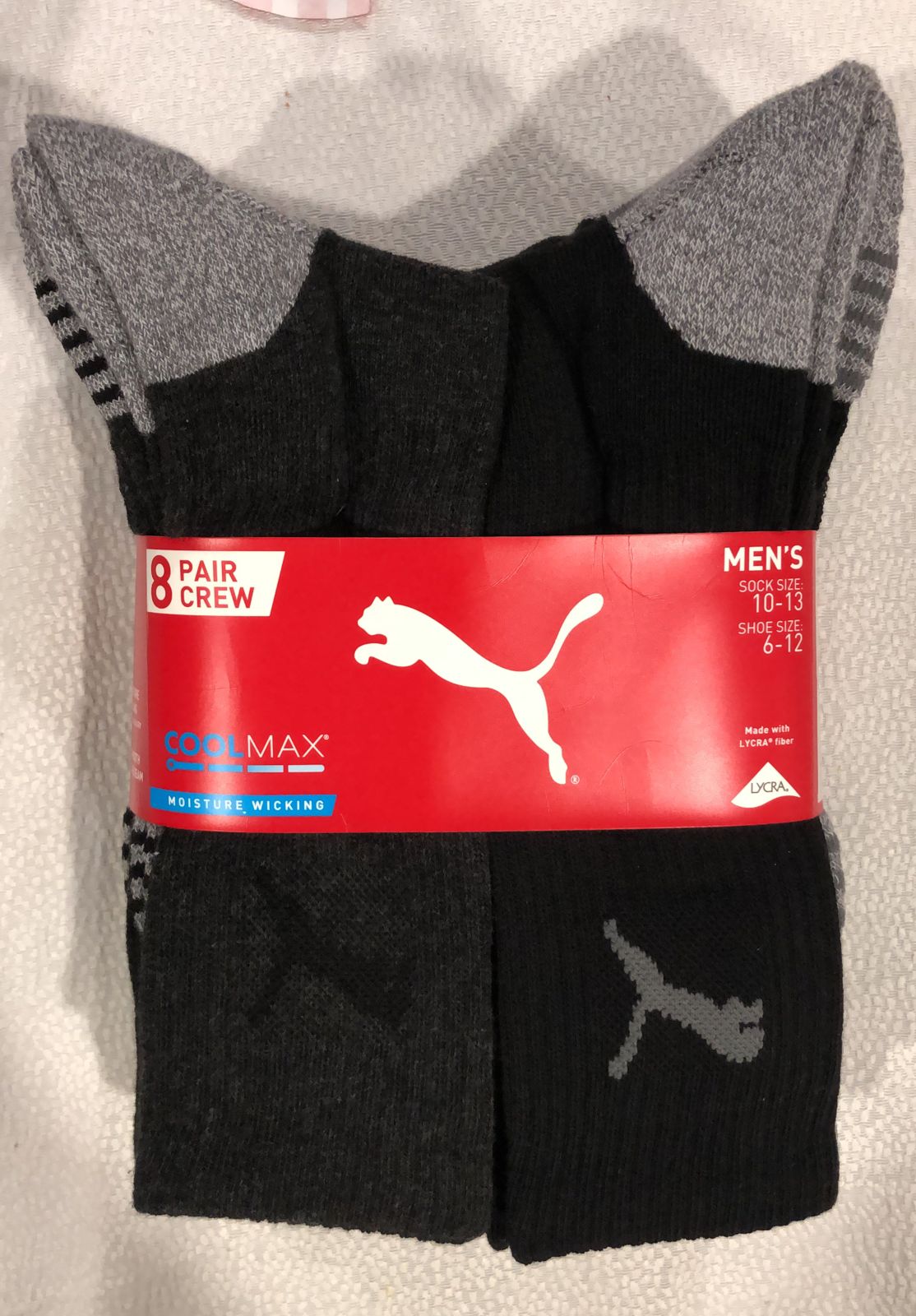 Paquete Puma Calcetas 8 Pares Negro Y Gris