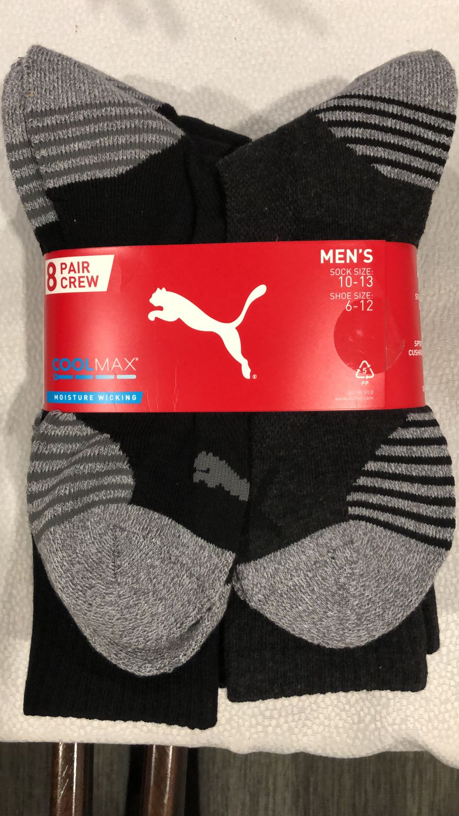 Paquete Puma Calcetas 8 Pares Negro Y Gris