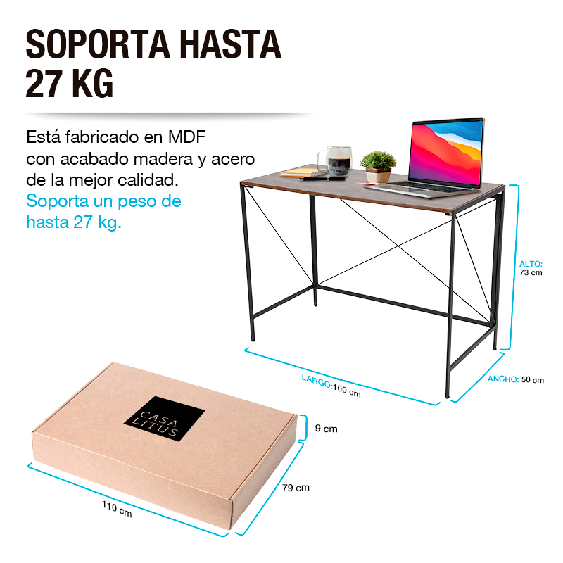 Escritorio Plegable Minimalista de Madera Oficina y Hogar CASA LITUS