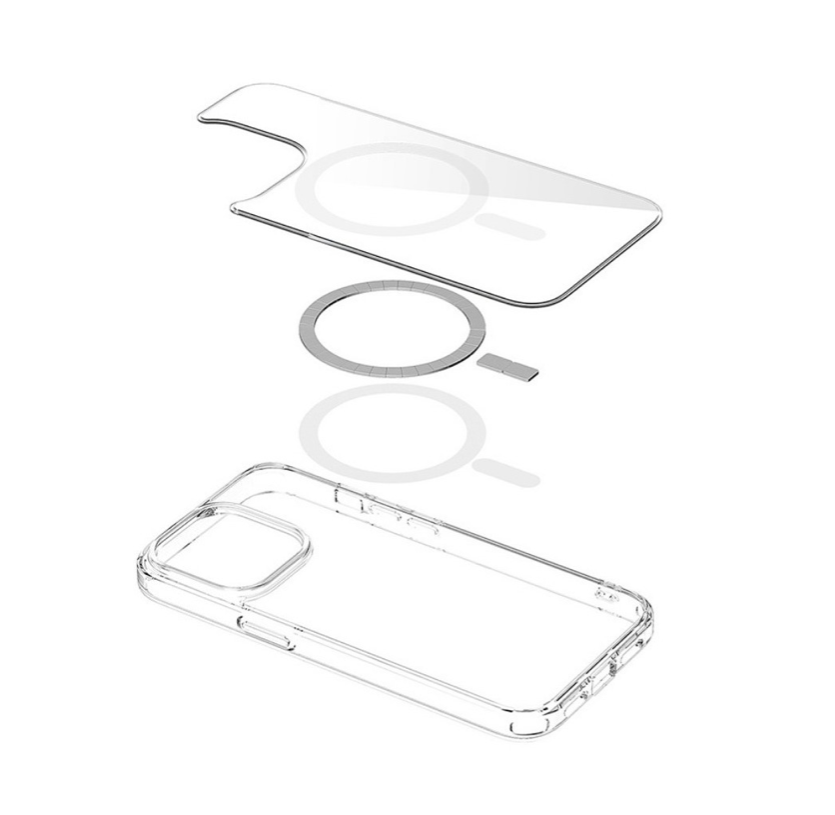 Funda Acrigel Transparente con MagSafe más Mica de Cristal Gratis para iPhone 12 Pro Max.
