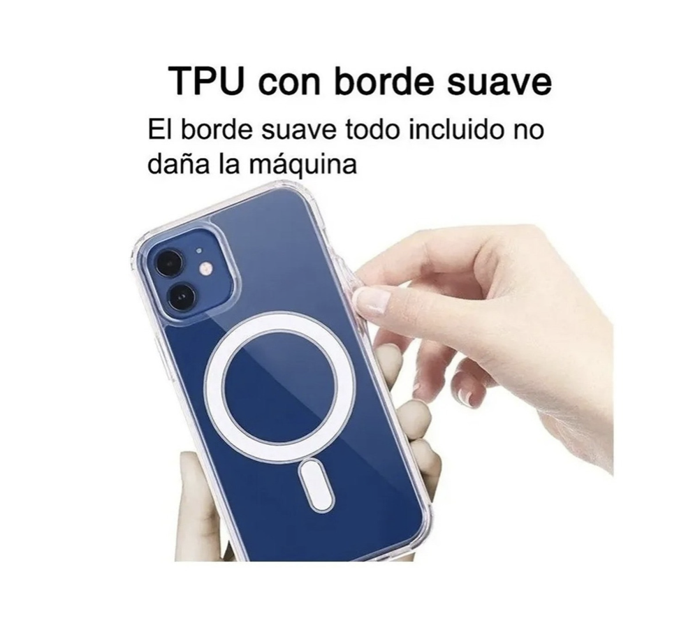 Funda Acrigel Transparente con MagSafe más Mica de Cristal Gratis para iPhone 12 Pro Max.