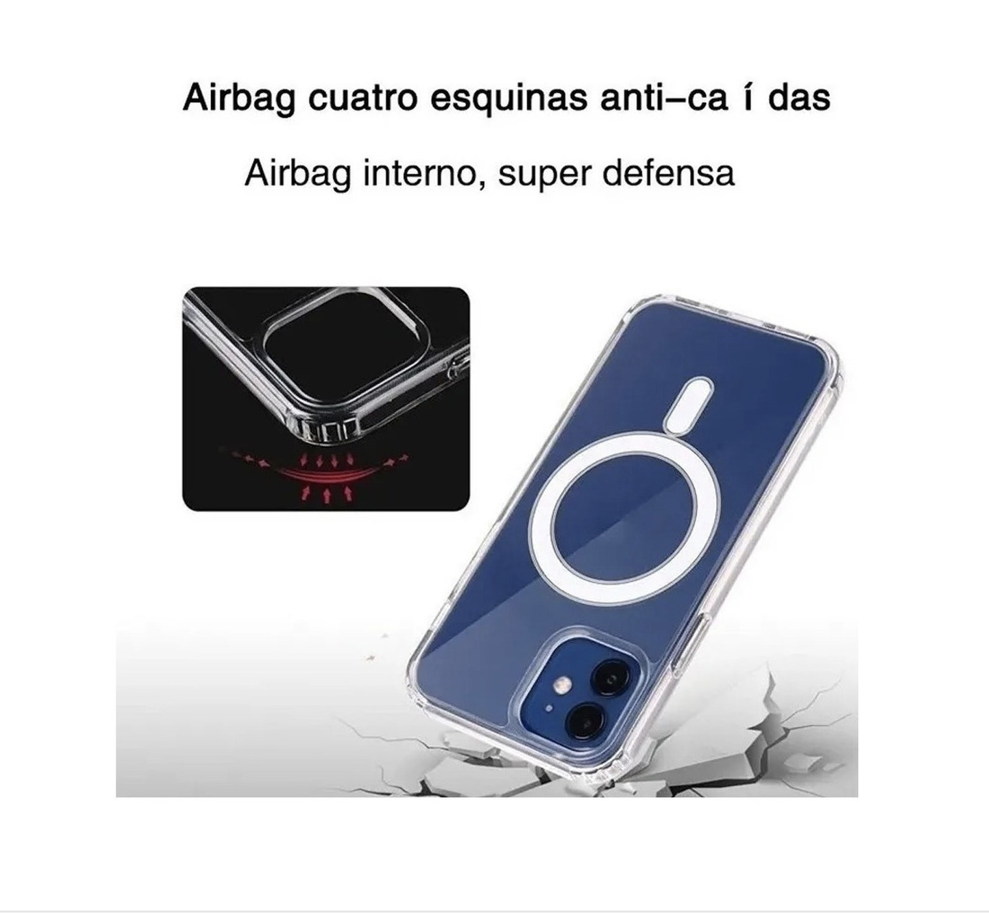 Funda Acrigel Transparente con MagSafe más Mica de Cristal Gratis para iPhone 12 Pro Max.