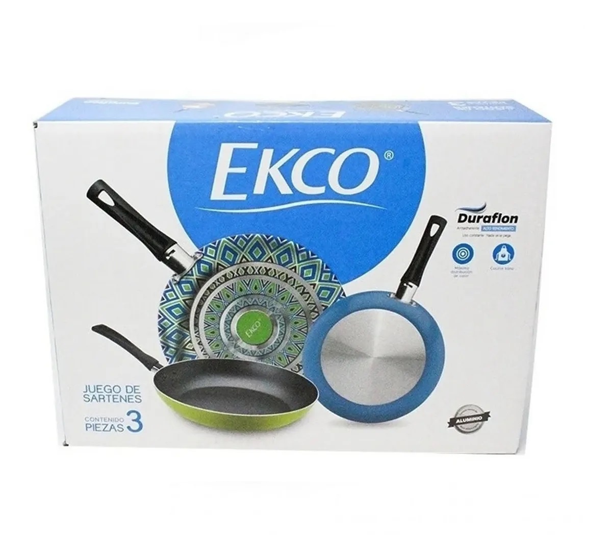 Juego De 3 Sartenes Ekco 81188 Antiadherente Duraflon