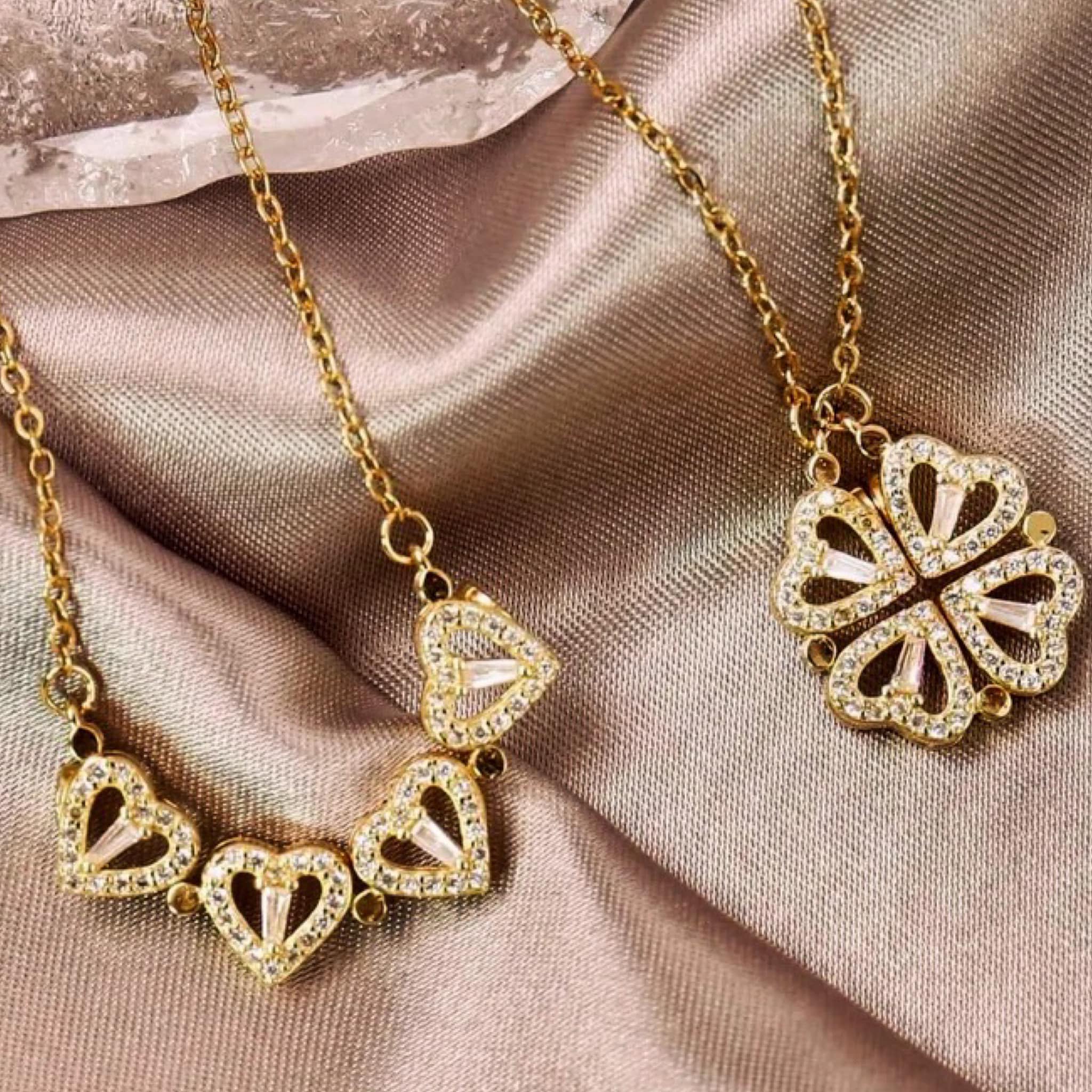 COLLAR TREBOL 4 HOJAS 2 EN 1 DORADO