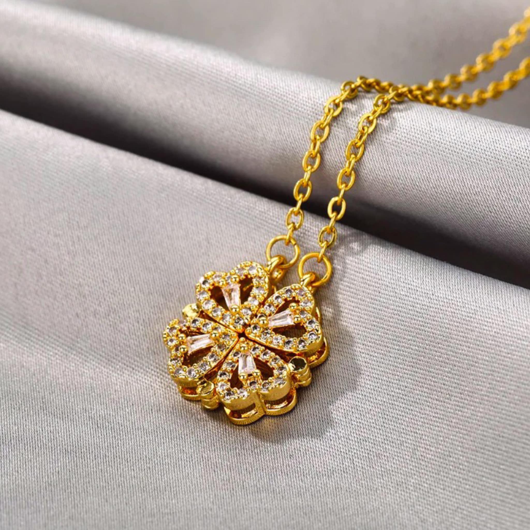 COLLAR TREBOL 4 HOJAS 2 EN 1 DORADO