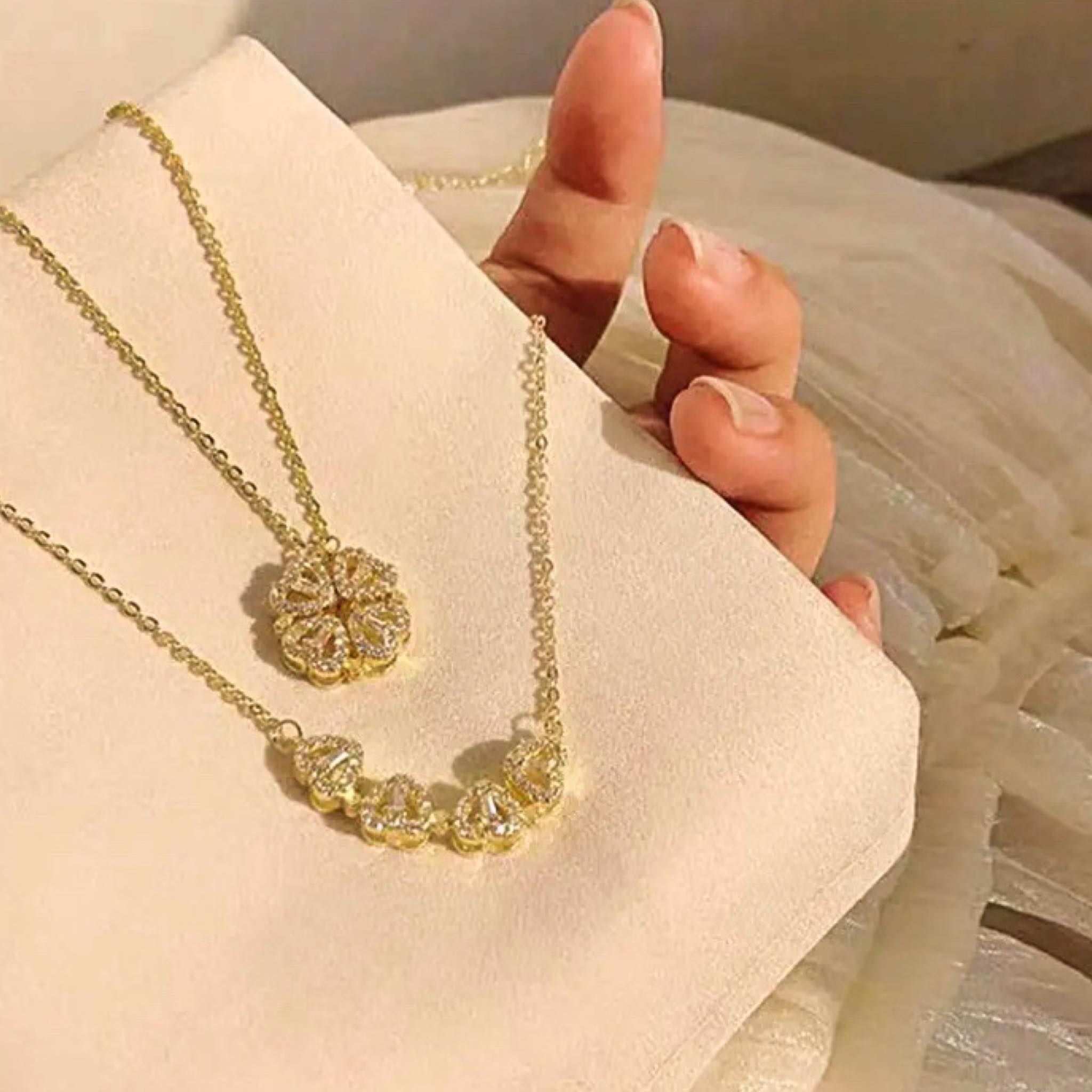 COLLAR TREBOL 4 HOJAS 2 EN 1 DORADO