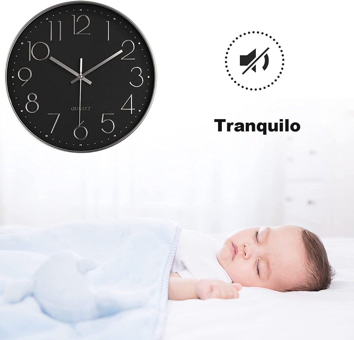 Reloj De Pared Moderno Redondo Silencio Cuarzo Digital 30cm