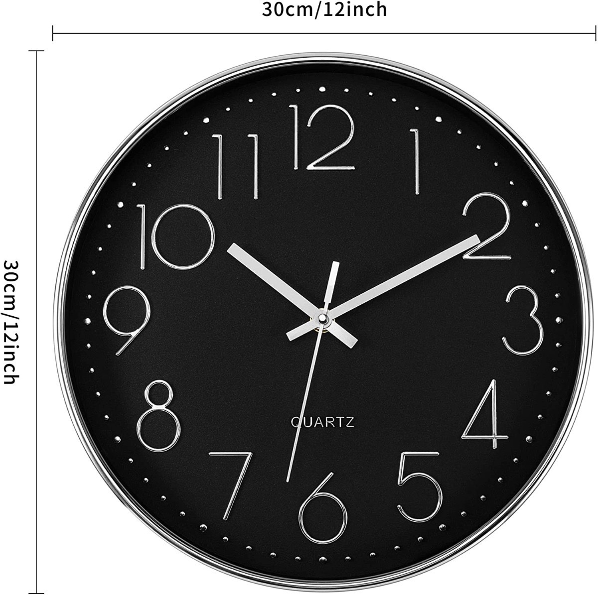 Reloj De Pared Moderno Redondo Silencio Cuarzo Digital 30cm