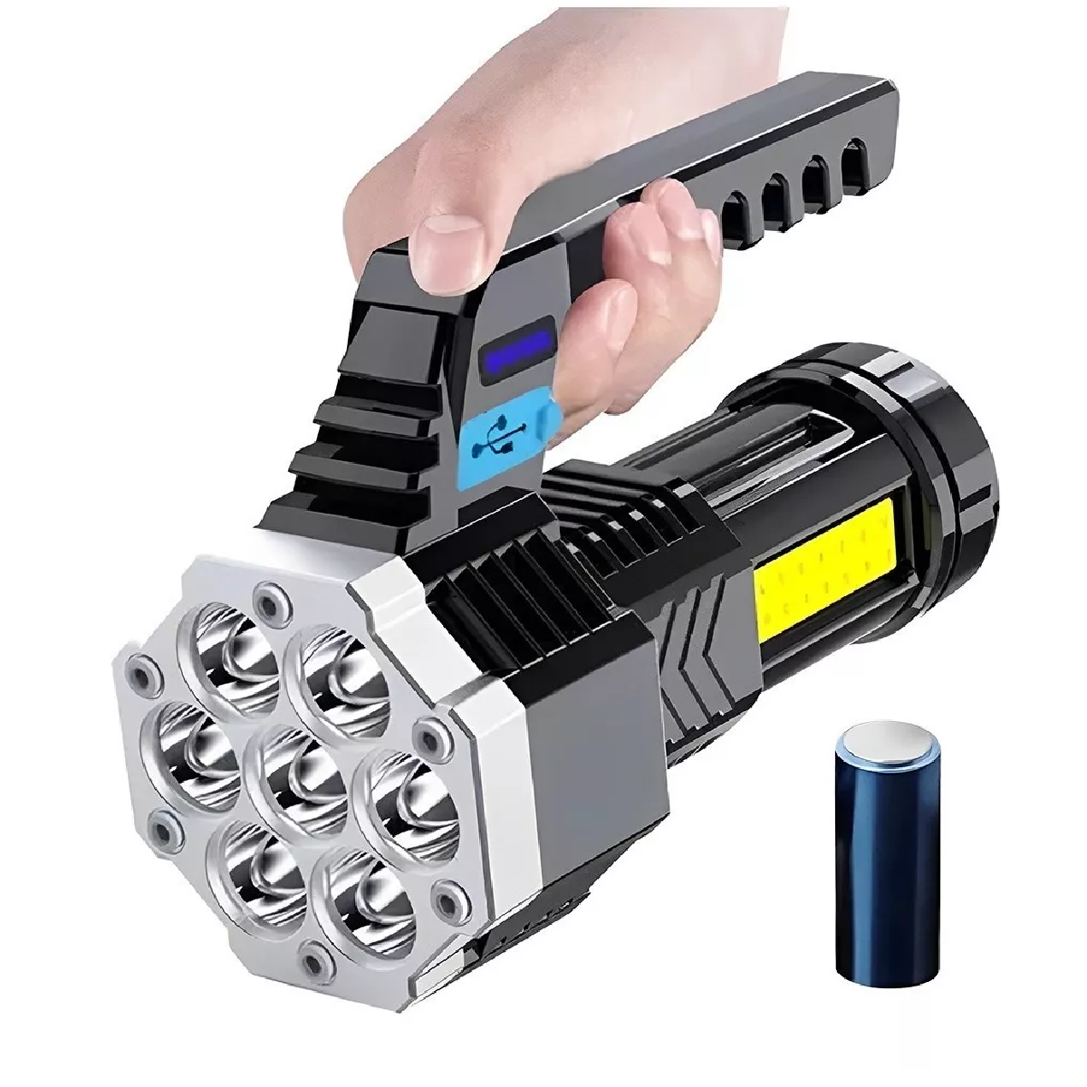 Lámpara Tactica Recargable Linterna Portátil 7led+14cob Usb