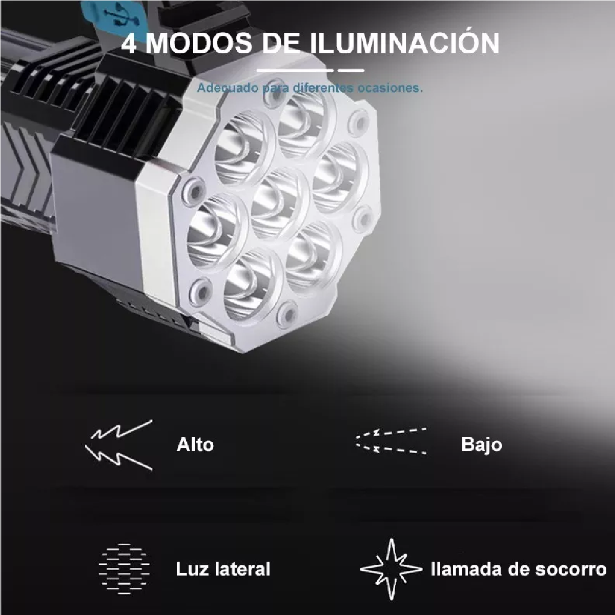 2 X Linterna LED Recargable Tactica Militar de Alta Potencia Lampara  Incluye BOX