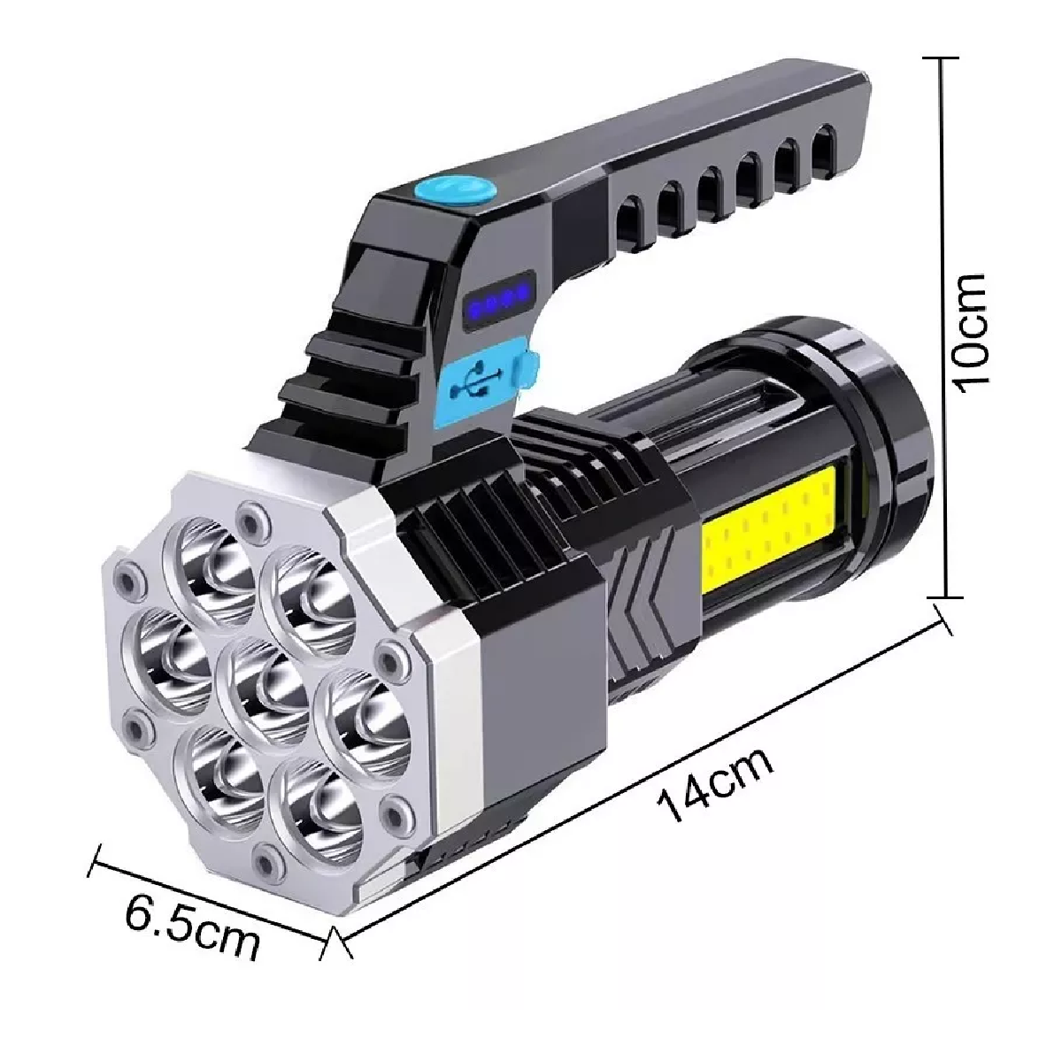 Lámpara Tactica Recargable Linterna Portátil 7led+14cob Usb