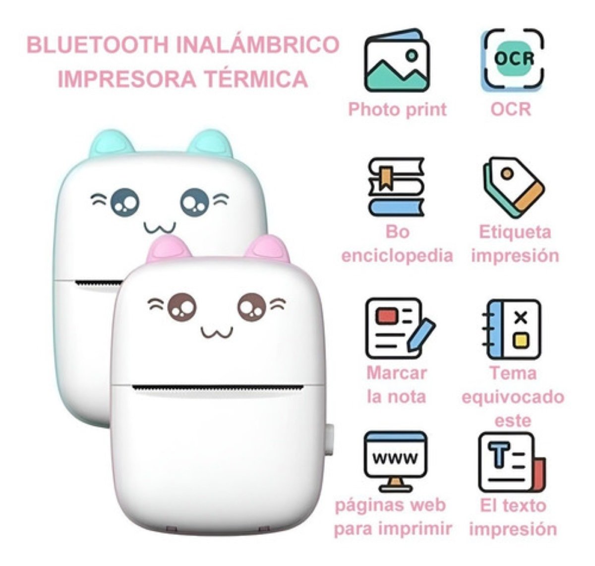 Impresora Térmica Mini Portátil Malubero Color Azul Con Bluetooth