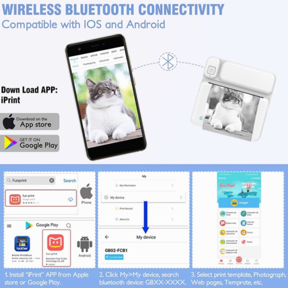 Mini Impresora Térmica Portátil Bluetooth Android Y Ios Usb