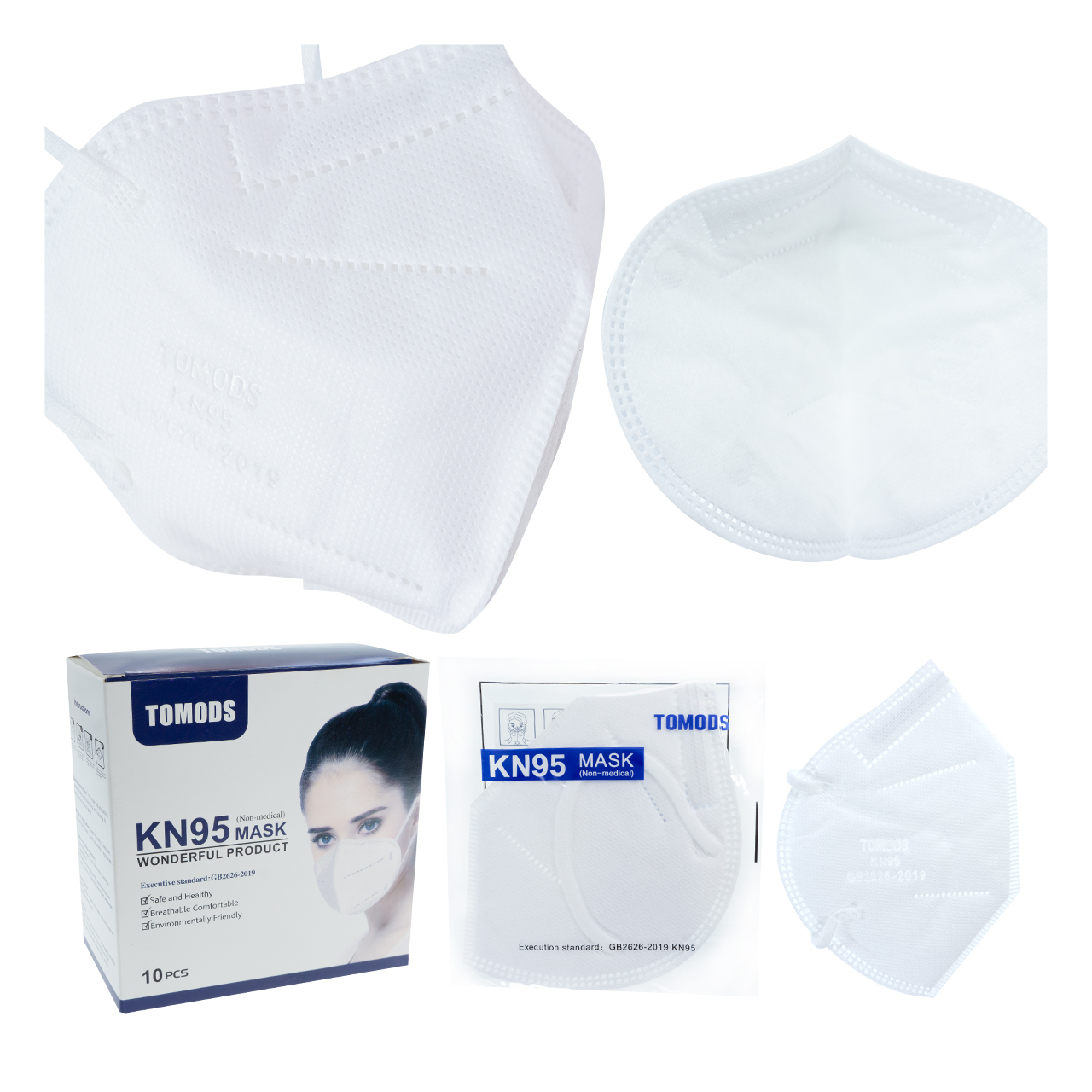 Kn95 Mascarillas Cubre Bocas Calidad Lavable Reusable Caja10pz .