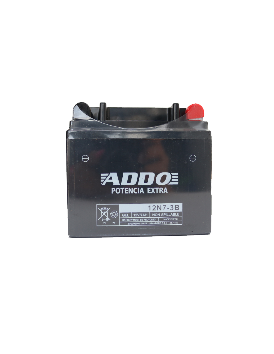 BATERIA PARA MOTOCICLETA CON GEL ADDO 12N7-3B  137*77*126  12V 7AH