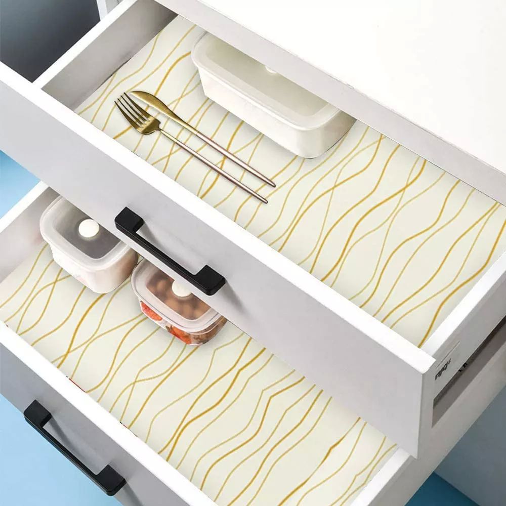 Papel Tapiz Adherible 10m X 45cm Rayas Dorado Elegante Tp36