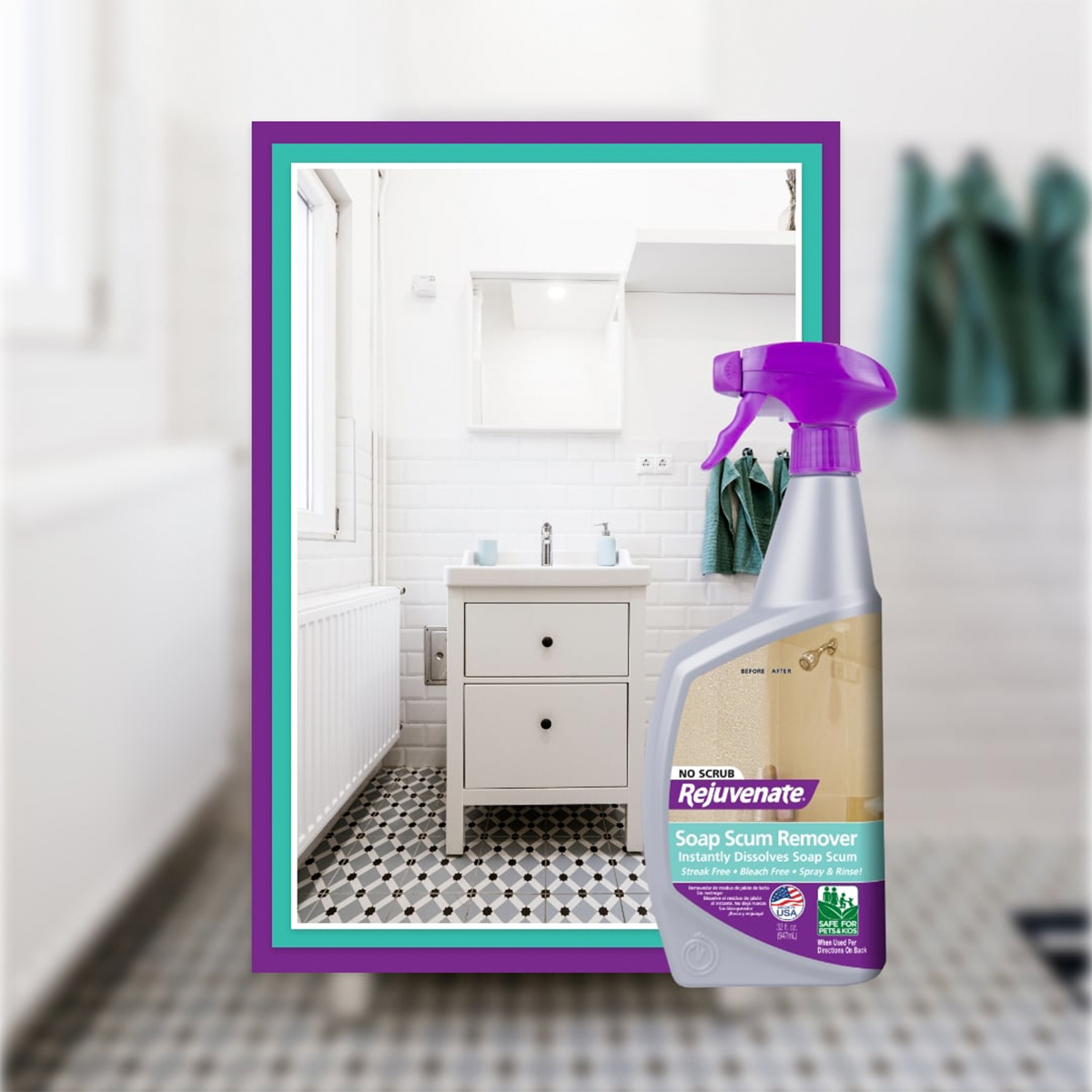 Trapeador Multiusos 4 En 1 Rejuvenate Mop + 2 Spray Tv Ofertas All Floors y Soap Scum Remover con Cepillo Adaptable