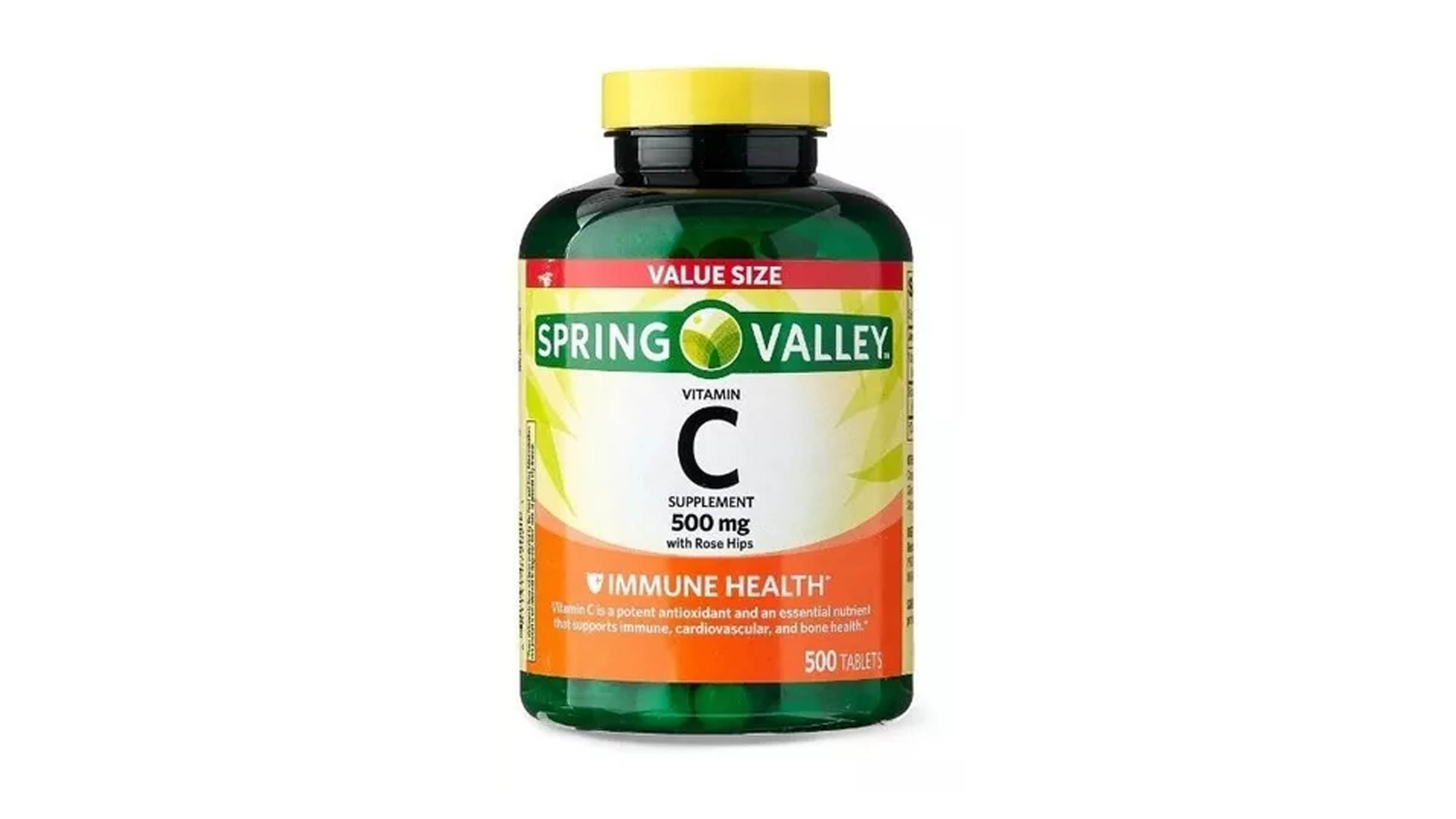 Vitamina C 500 Mg Spring Valley con 500 Tabs Rosa Mosqueta Rose Hips Inmune 