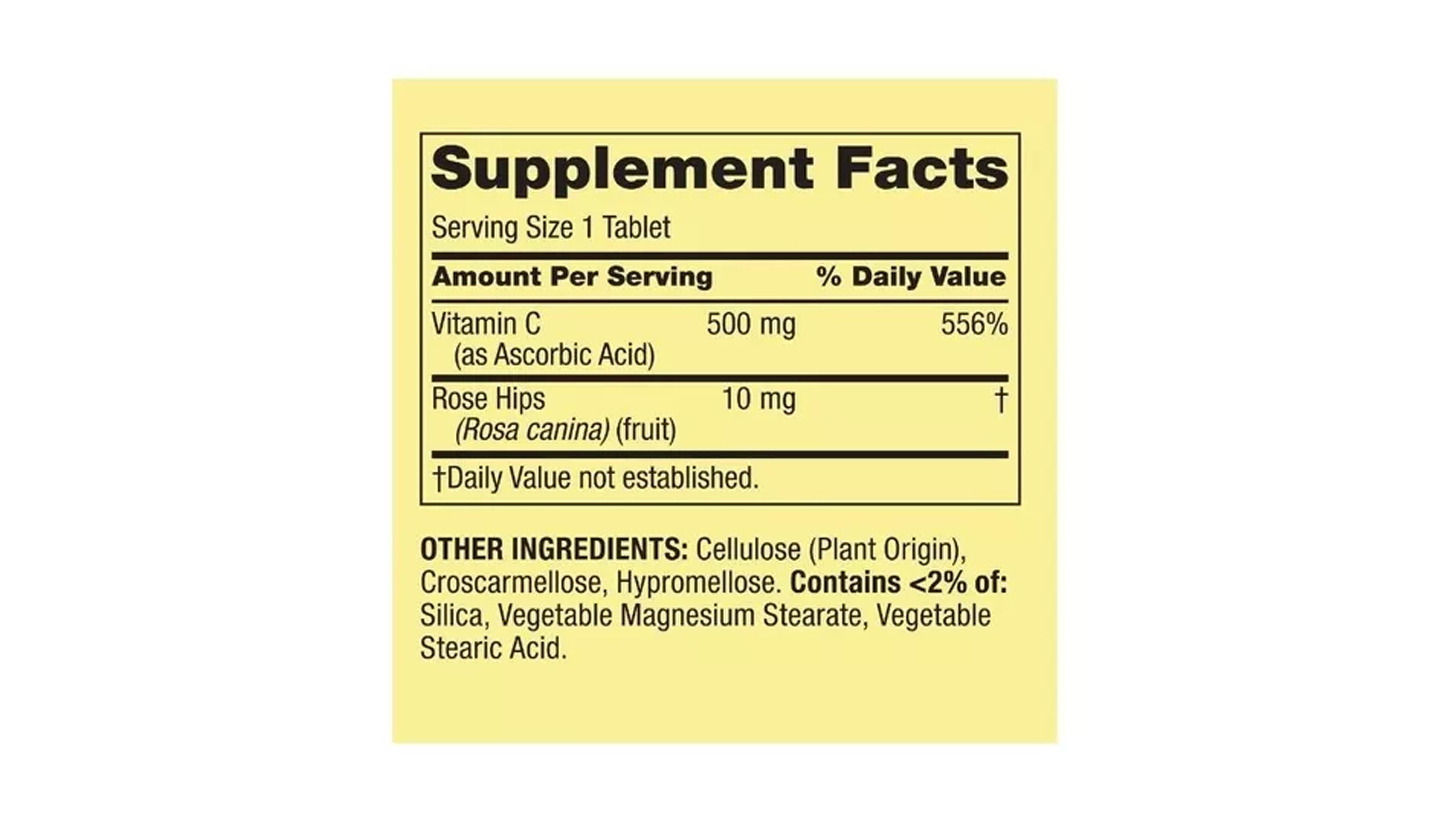 Vitamina C 500 Mg Spring Valley con 500 Tabs Rosa Mosqueta Rose Hips Inmune 