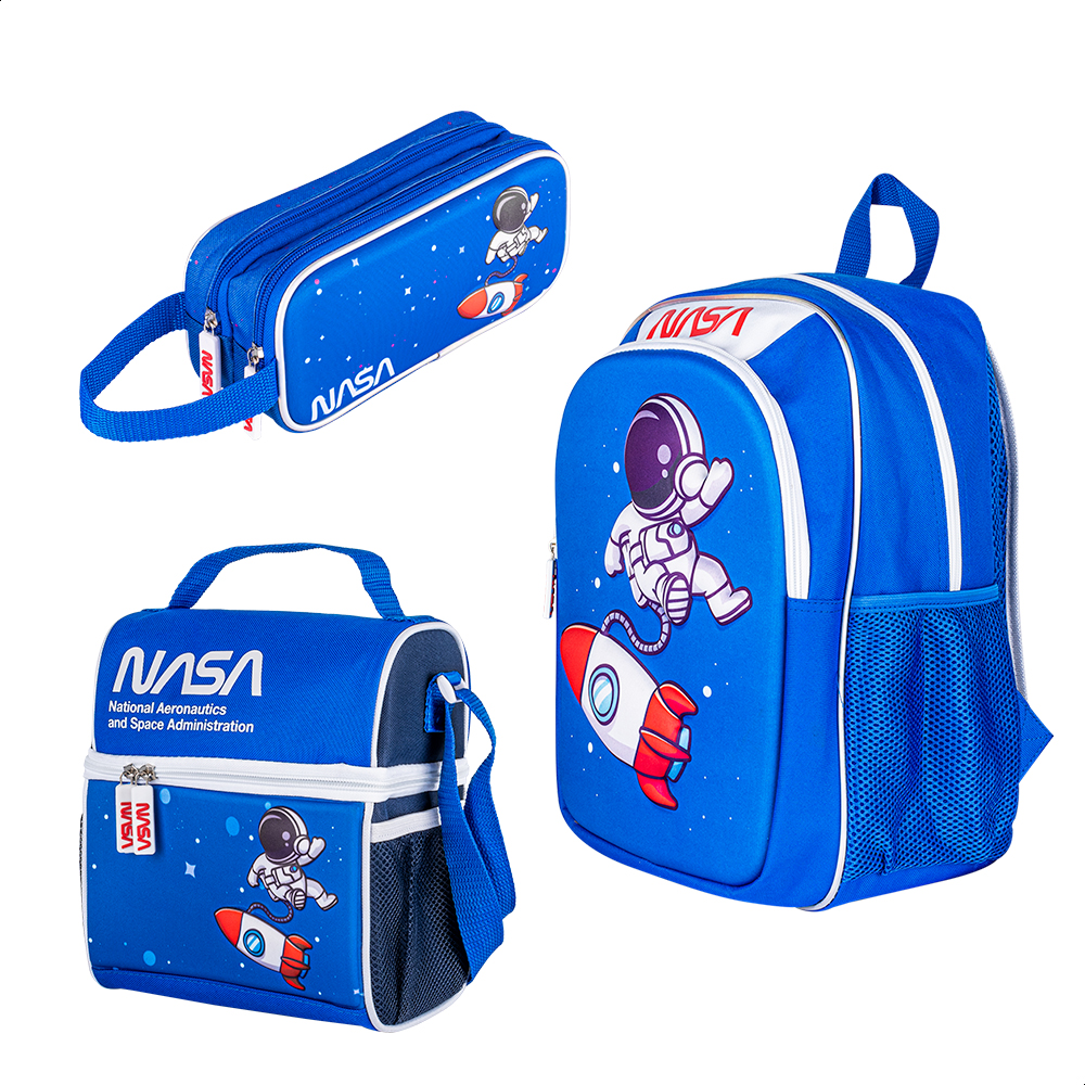 TechZone Mochila Escolar con Logo Oficial de NASA, Diseño de Astronauta en 3D y 4 Amplios Compartimentos