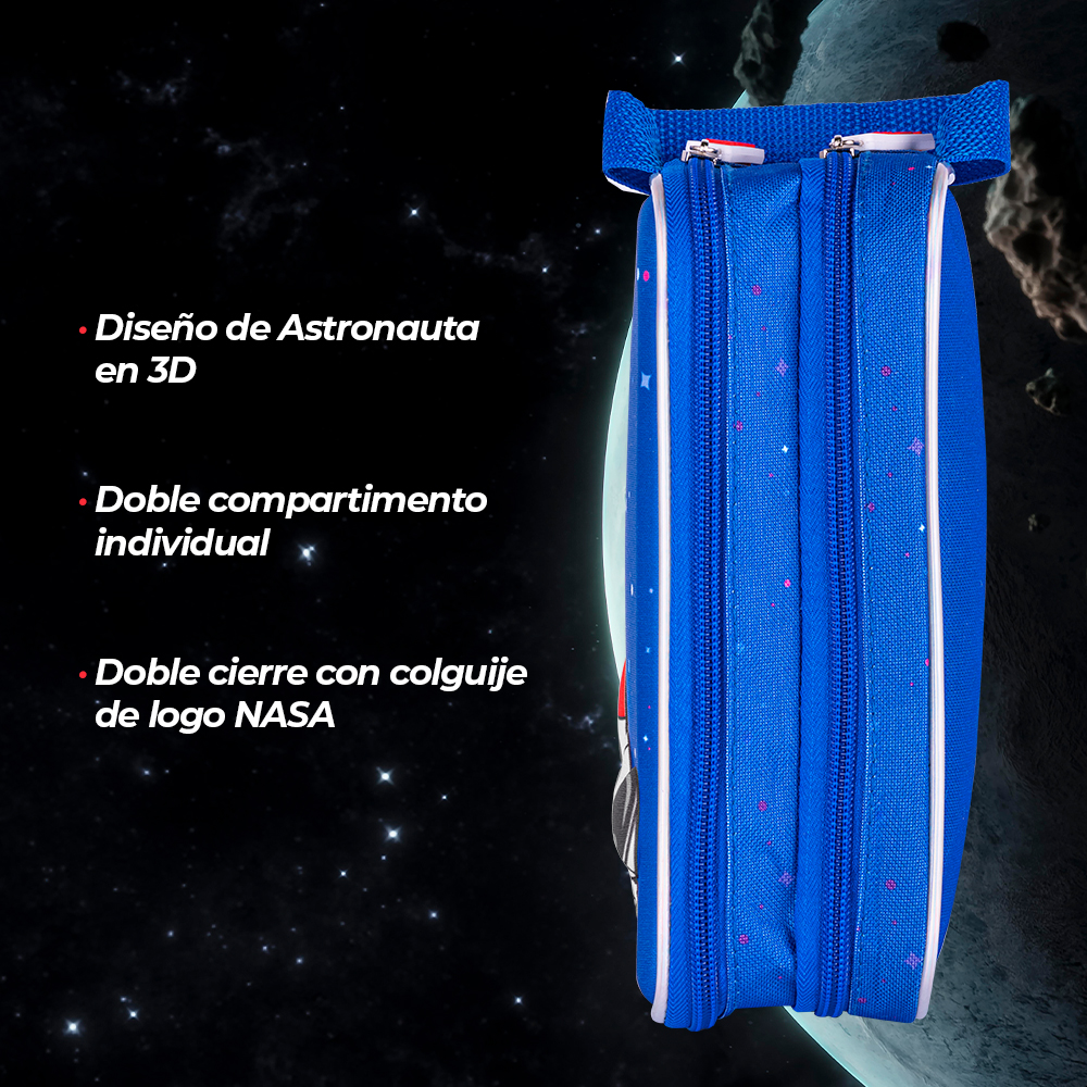TechZone Mochila Escolar con Logo Oficial de NASA, Diseño de Astronauta en 3D y 4 Amplios Compartimentos