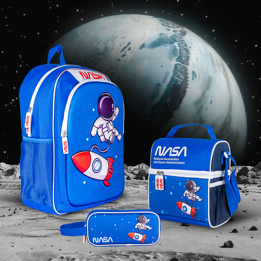 TechZone Mochila Escolar con Logo Oficial de NASA, Diseño de Astronauta en 3D y 4 Amplios Compartimentos
