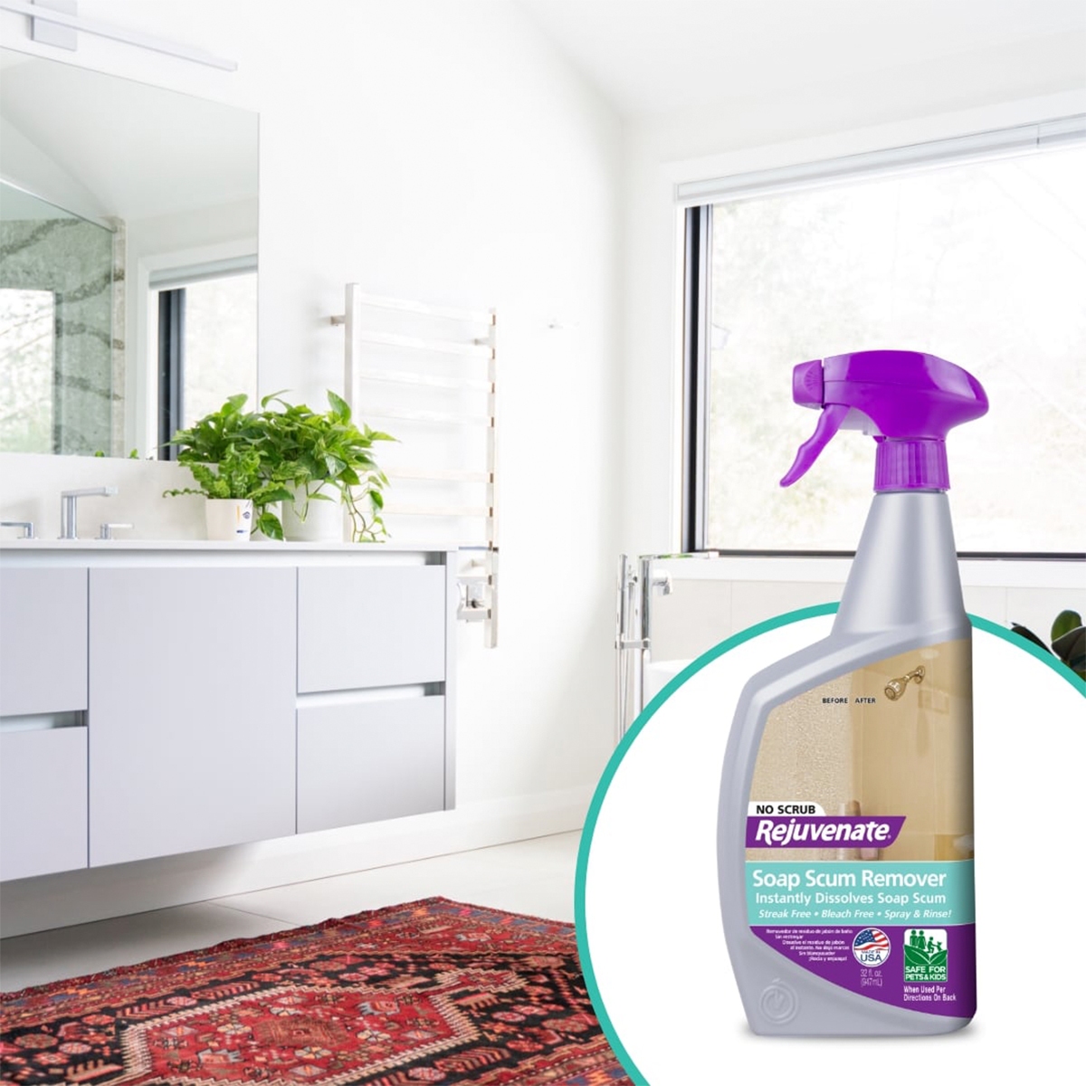 Removedor Residuos de Jabón para baño. Sin tallar Rejuvenate TV OFERTAS Soap Scum Remover 946 ml no Tóxico