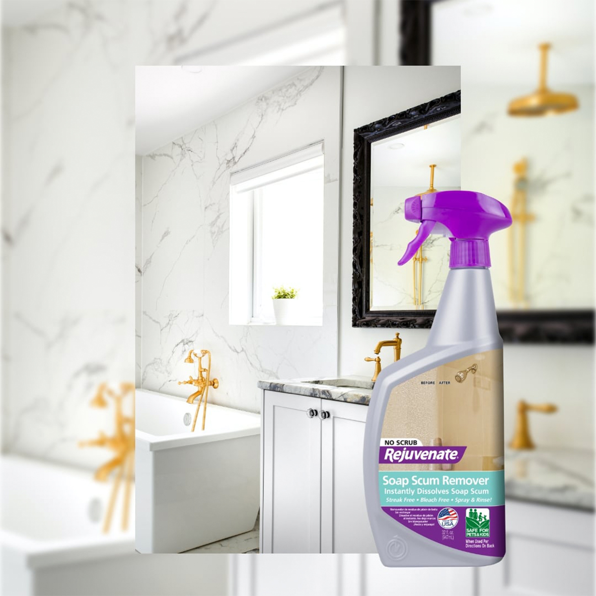 Removedor Residuos de Jabón para baño. Sin tallar Rejuvenate TV OFERTAS Soap Scum Remover 946 ml no Tóxico