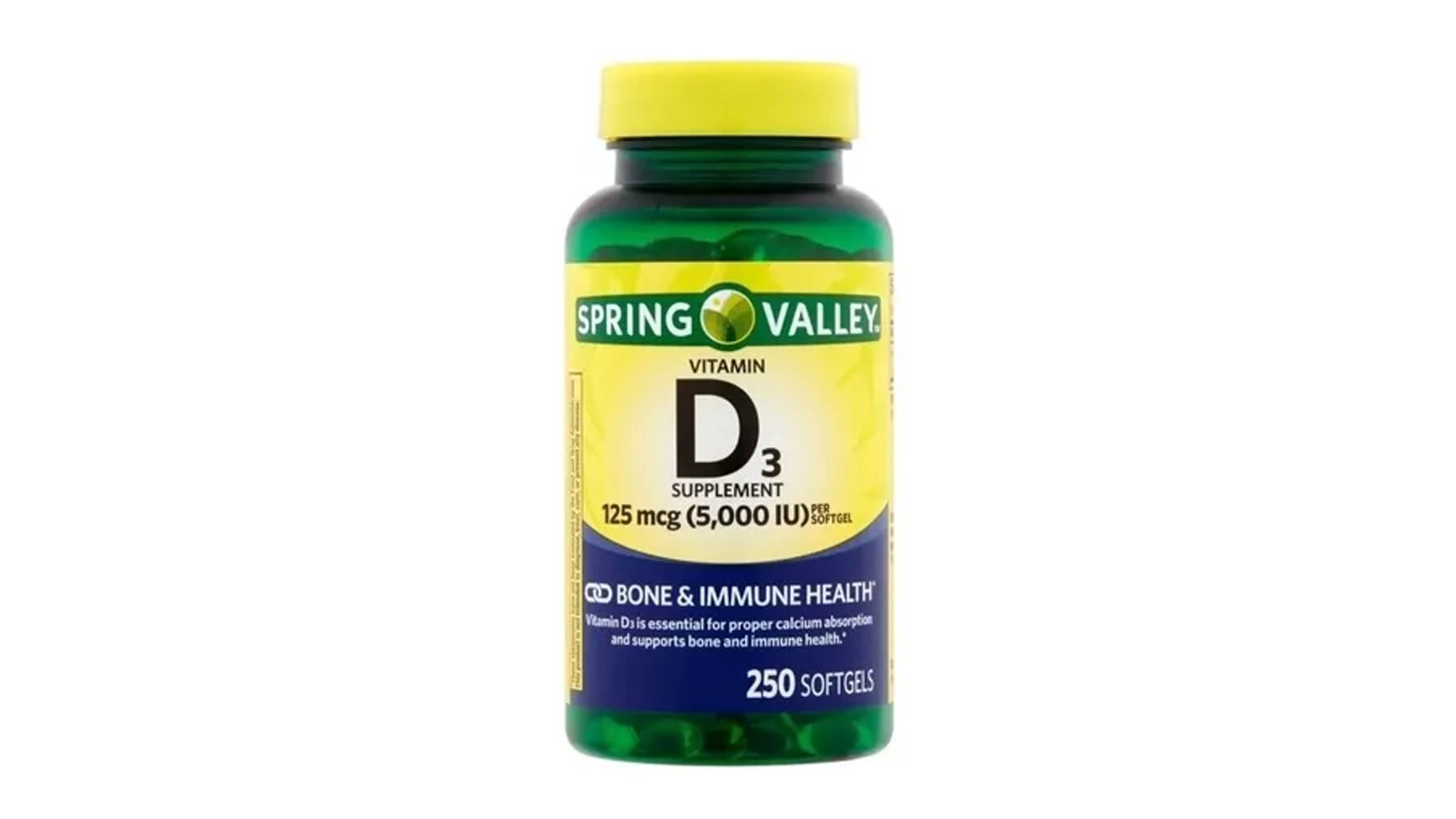 Vitamina D3 125mcg 5000iu Spring Valley 250 Sofgels Huesos Sistema 
