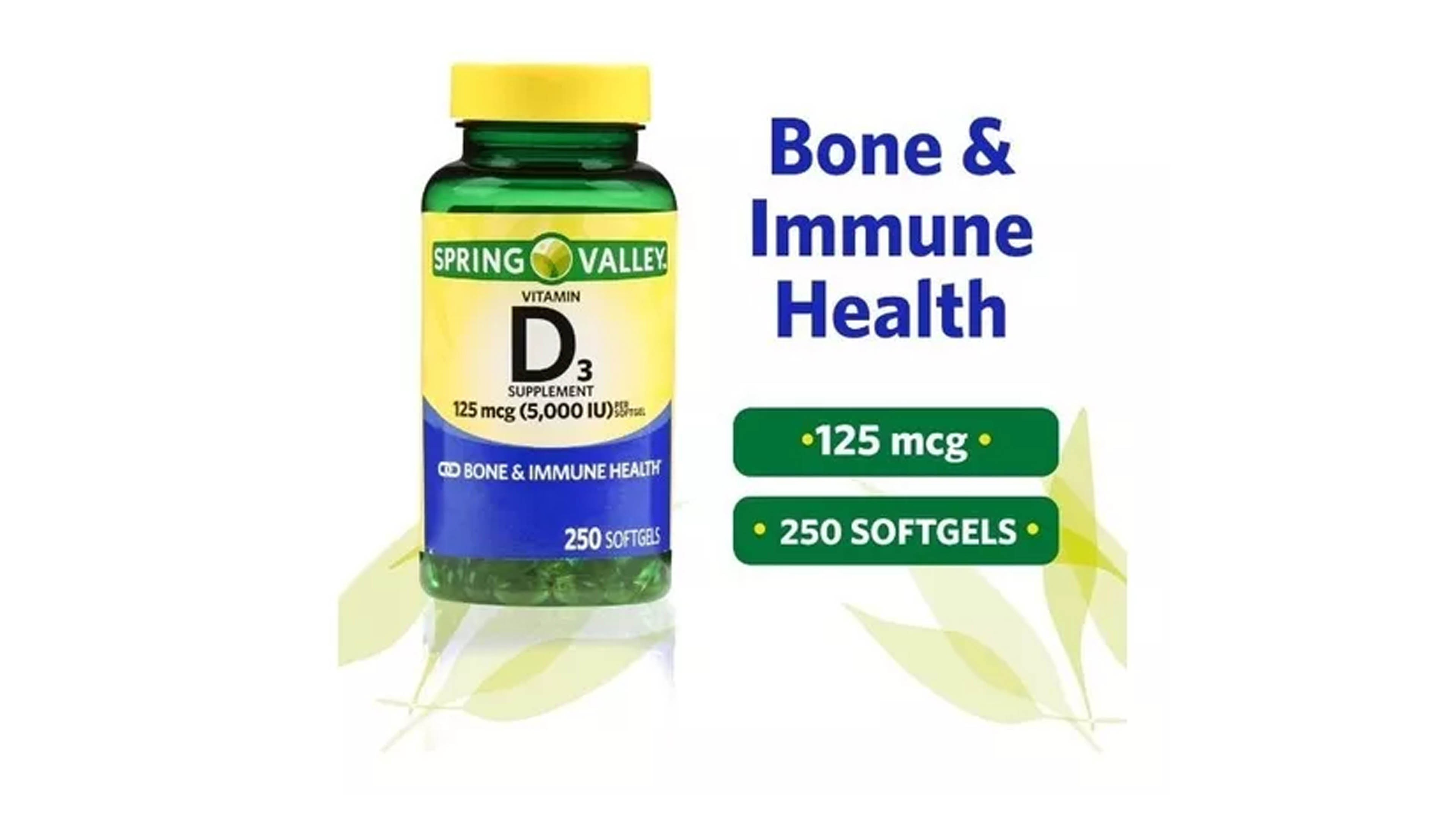 Vitamina D3 125mcg 5000iu Spring Valley 250 Sofgels Huesos Sistema 
