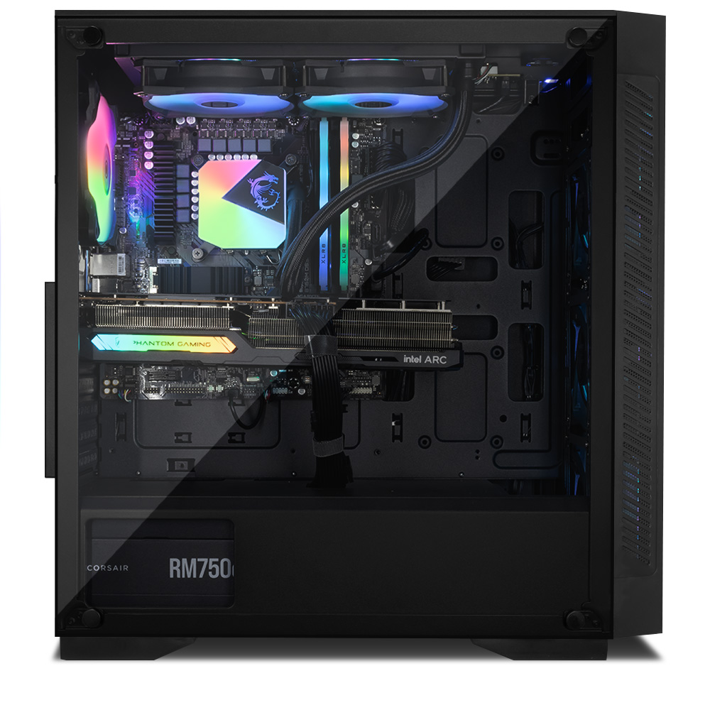 Computadora PRIDE GAMING Raptor INTEL ARC A770 Intel Core I5 13400F 32GB RAM (2X16GB) 1TB SSD M.2 2TB HDD Enf. Liq. 240mm 750W 80+ GOLD