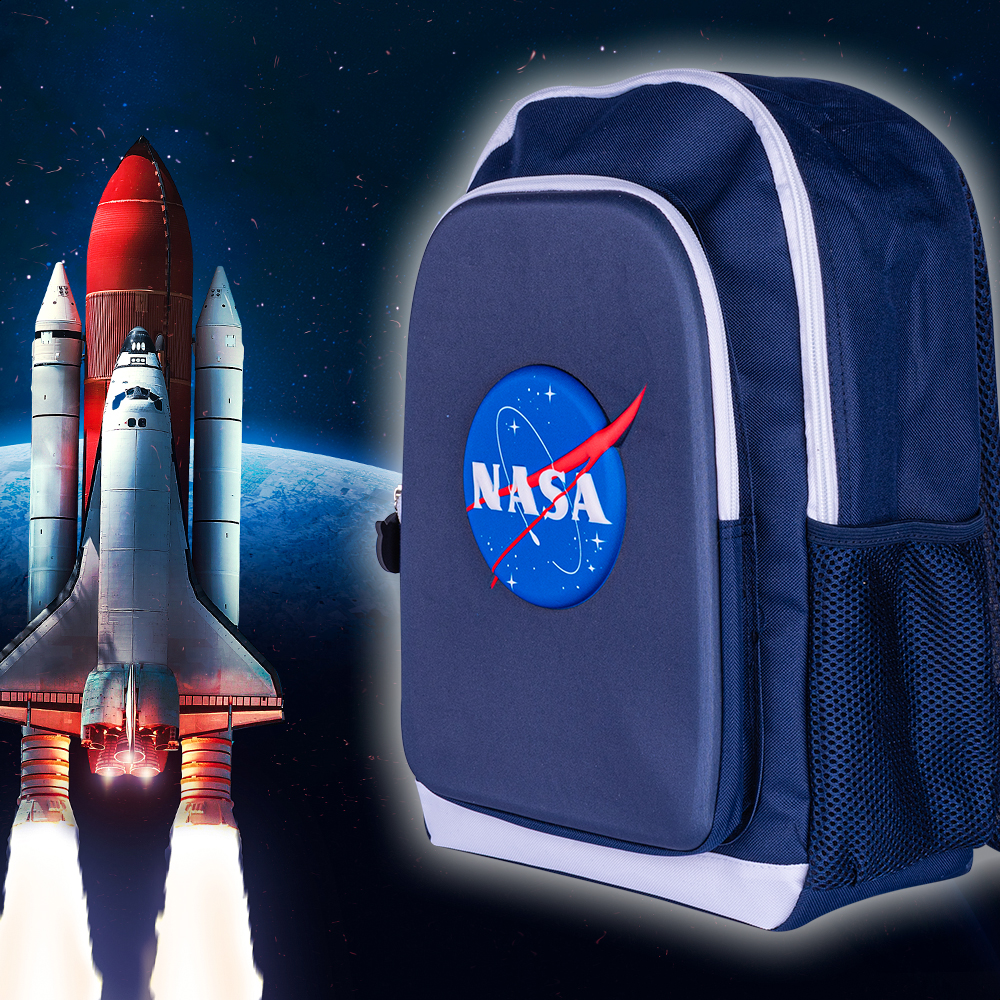 TechZone Mochila con Logo NASA 3D Dos Amplios compartimentos y Bolsas laterales de malla