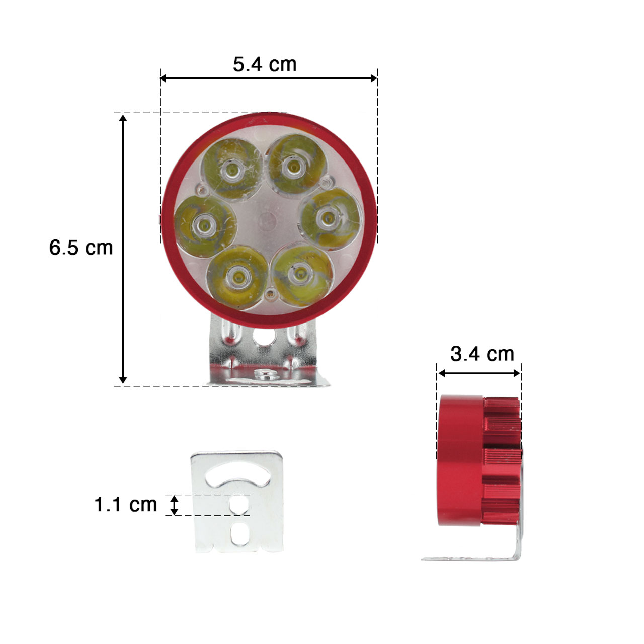 10 FARO 6 LED REDONDO AUXILIAR ESTROBO AUTO MOTO ALUMINIO