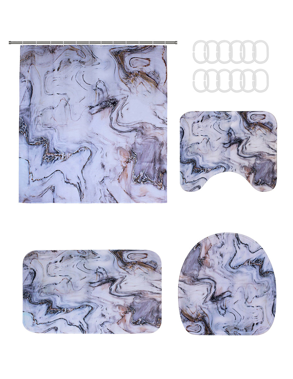 Juego Para Baño Premium Estandar 4 Piezas  Marmoleado Gris