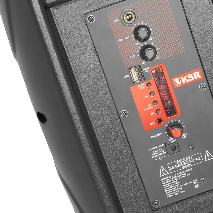 Bocina Bluetooth BAFLE KAISER 2x6,5 DE 5,500 W PMPO CON KSR-LINK MSA-6510 KSR