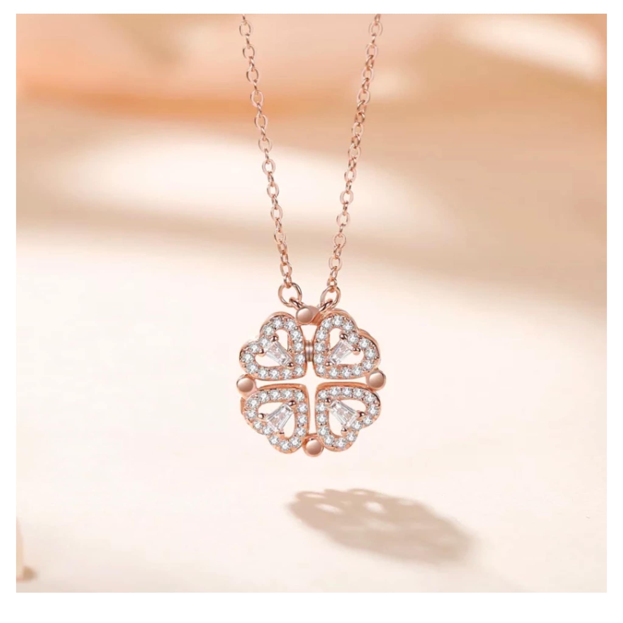 COLLAR TREBOL 4 HOJAS 2 EN 1 ROSA