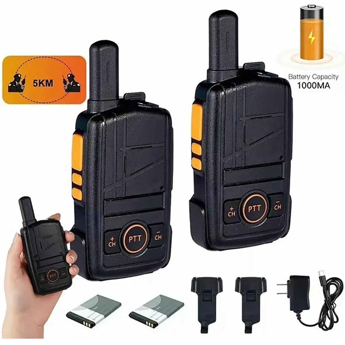 Set Radios Walkie Talkie Recargable, Altavoces Con Micrófono 2 Pzas