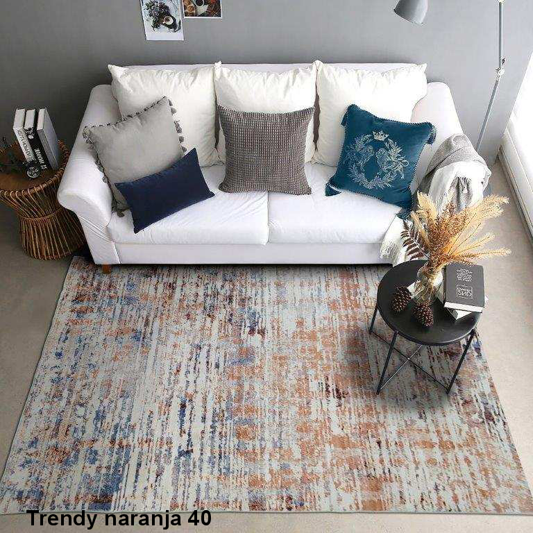 Tapete Grande para Sala Moderno azul naranja beige gris rojo negro de 2.0x3.0mts