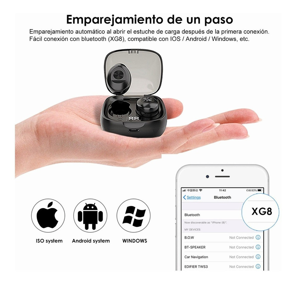 Audífonos in-ear gamer inalámbricos XG-8 blanco