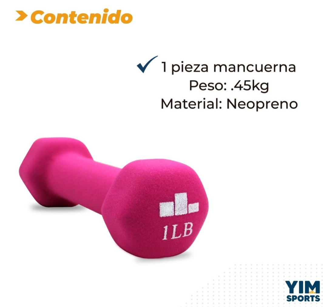 Mancuerna Pesas 1 Lb 0.45 Kg Neopreno 1 Pieza Mancuernas Pro